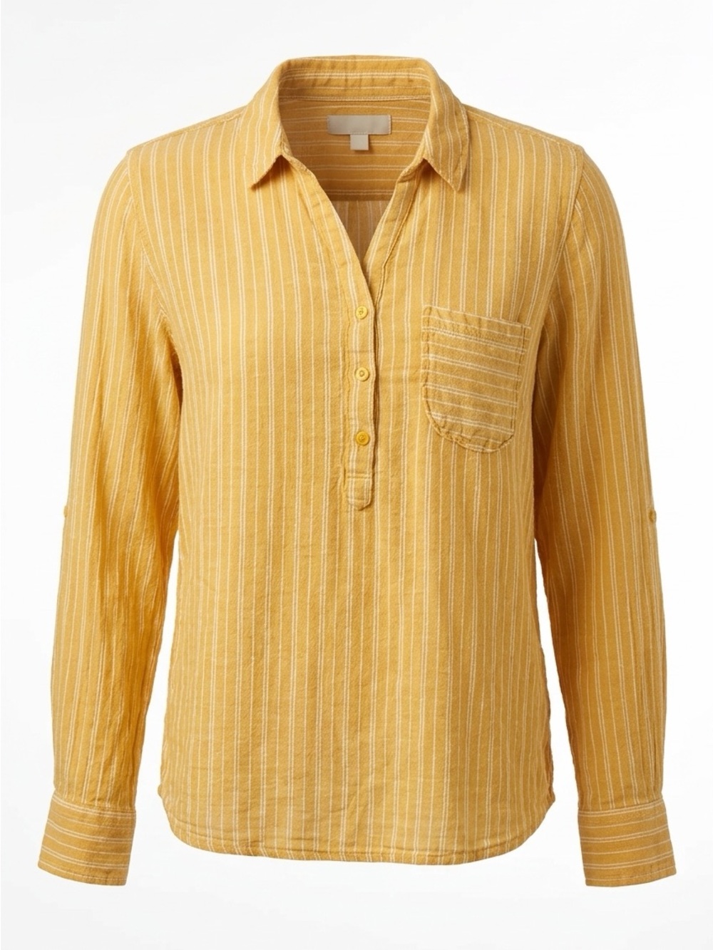Women’s Multiblu Lightweight Viscose Mustard Stripe Button up Top